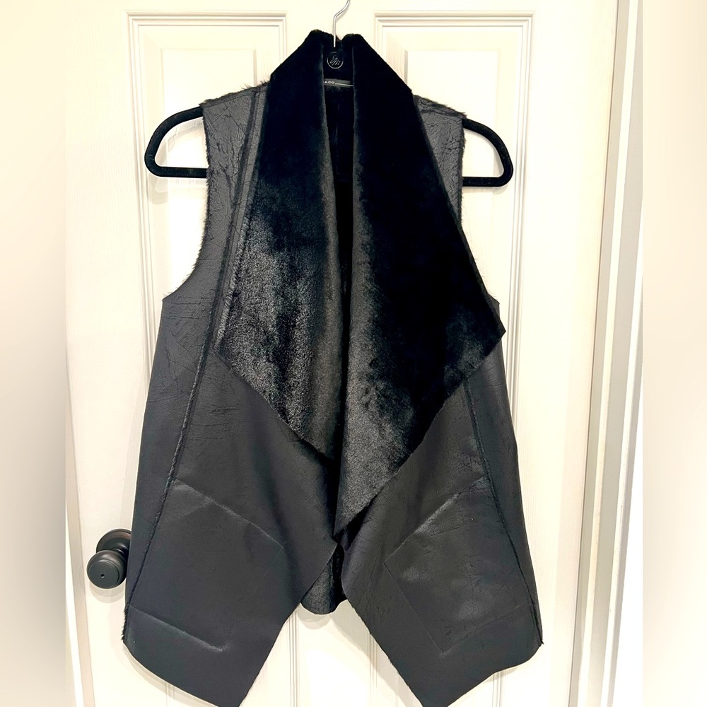 Black faux fur vest